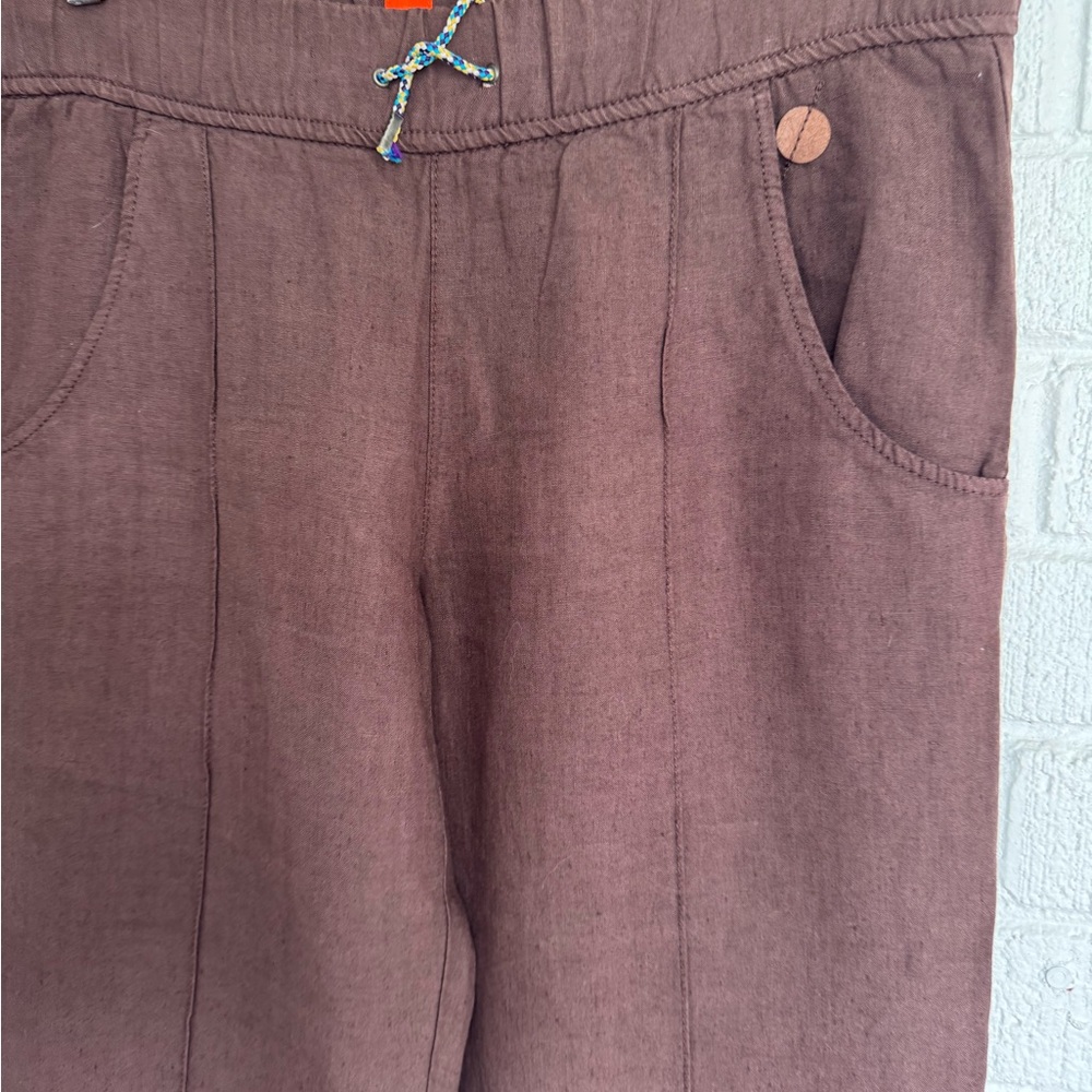 Boss Brown Linen Cotton Pants with Relaxed Fit - Picture 4 of 15